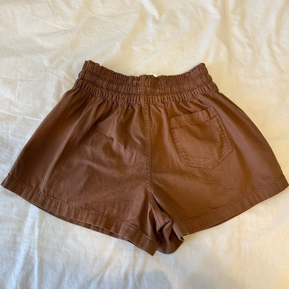 Aerie Brown Pull-On Lounge Shorts Elastic Waist Drawstring Casual Women’s Size S - Picture 2 of 7